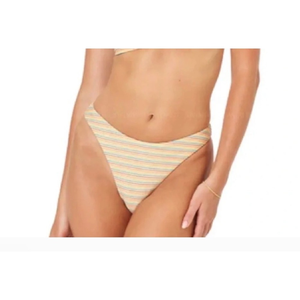 L*Space Nora Bottom Bitsy Metallic Stripe High Leg Bikini Bottoms Small NEW